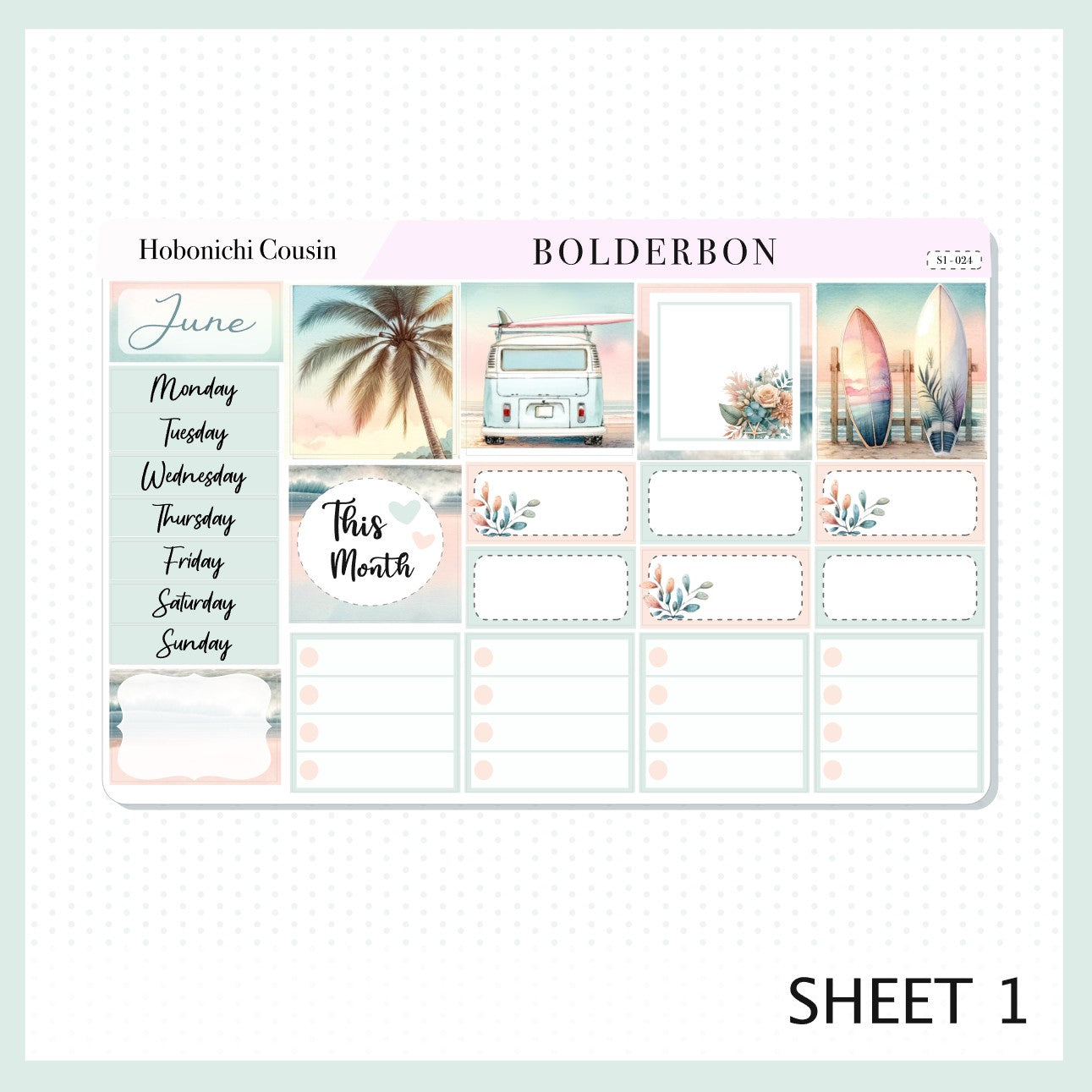 JUNE Hobonichi Cousin and A5 Day Free || Monthly Planner Sticker Kit