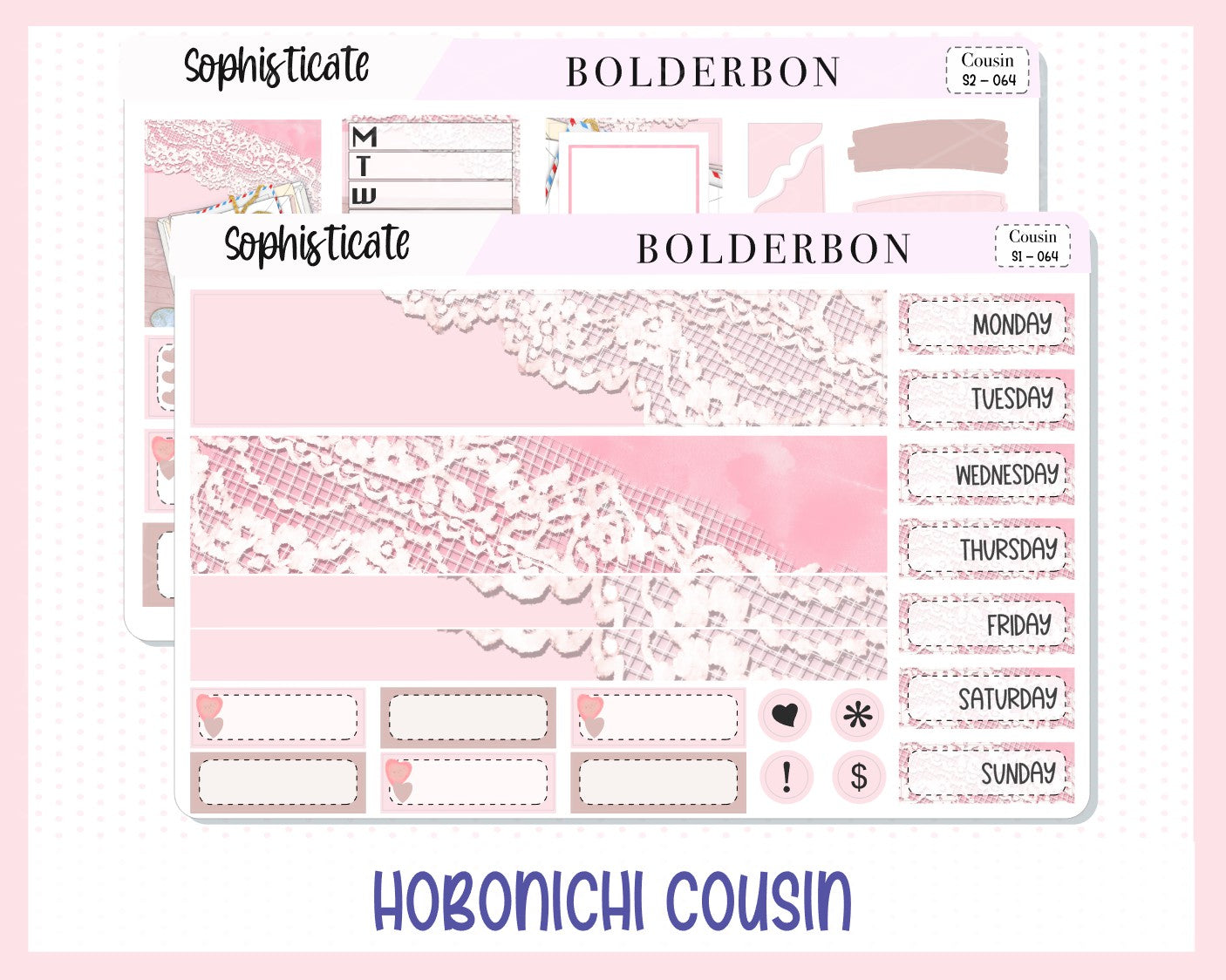 SOPHISTICATE Hobonichi Cousin || Weekly Planner Sticker Kit Hand Drawn, Valentine's, Love