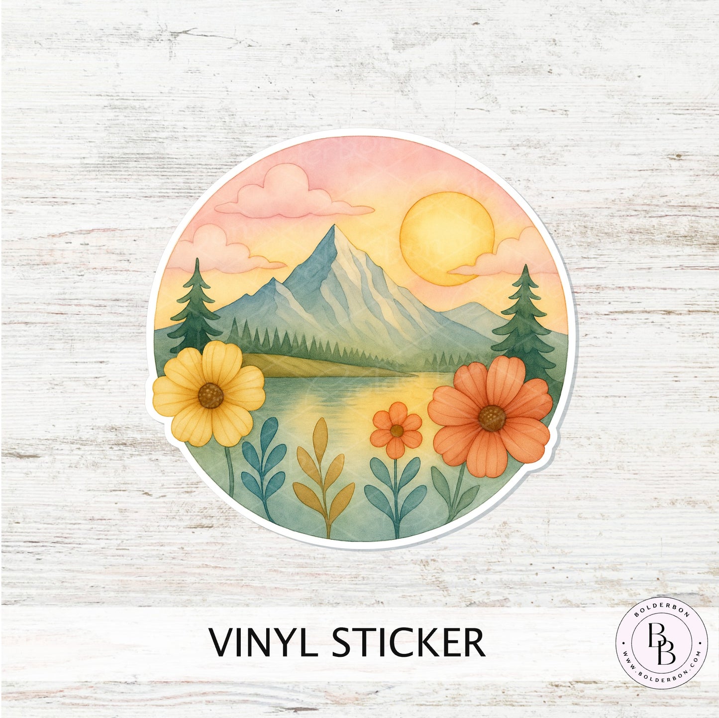 Dream Mountain Vinyl Sticker || Night Mountain Sticker, Floral Nature Decal, Hiking Adventure Aesthetic, Waterproof Laptop Sticker (Copy)