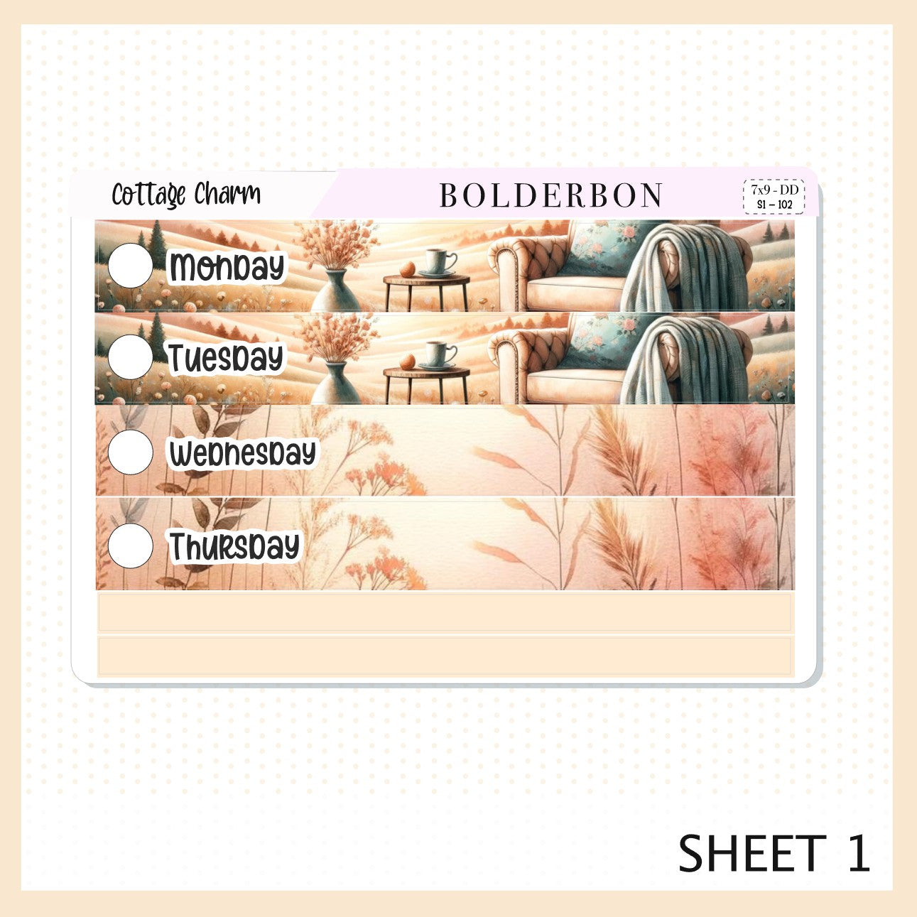 COTTAGE CHARM 7x9 Daily Duo || Planner Sticker Kit for Erin Condren