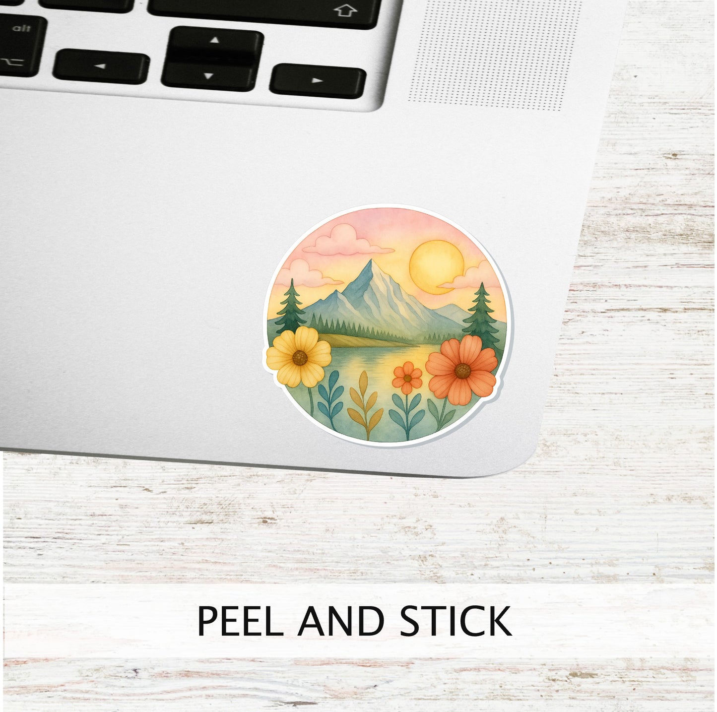 Dream Mountain Vinyl Sticker || Night Mountain Sticker, Floral Nature Decal, Hiking Adventure Aesthetic, Waterproof Laptop Sticker (Copy)