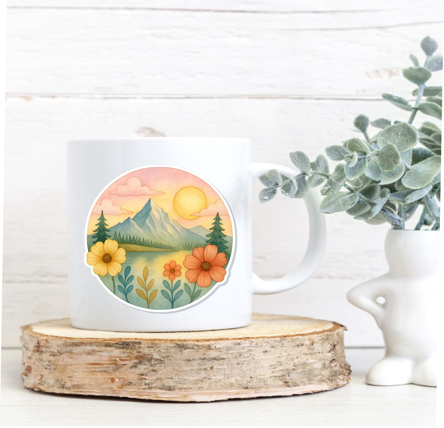 Dream Mountain Vinyl Sticker || Night Mountain Sticker, Floral Nature Decal, Hiking Adventure Aesthetic, Waterproof Laptop Sticker (Copy)