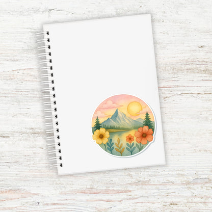 Dream Mountain Vinyl Sticker || Night Mountain Sticker, Floral Nature Decal, Hiking Adventure Aesthetic, Waterproof Laptop Sticker (Copy)