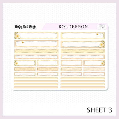 BUSY BEE DAYS Erin Condren Dashboard Sticker kit || Bees, Florals & Cozy Farmhouse Vibe Planner Stickers