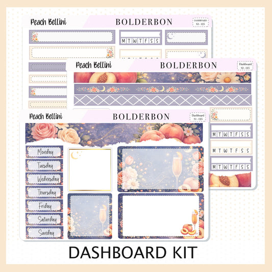 PEACH BELLINI Erin Condren Dashboard Sticker kit || Champagne Evening Planner Stickers, Floral Aesthetic Weekly Kit