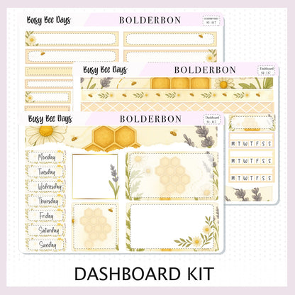 BUSY BEE DAYS Erin Condren Dashboard Sticker kit || Bees, Florals & Cozy Farmhouse Vibe Planner Stickers
