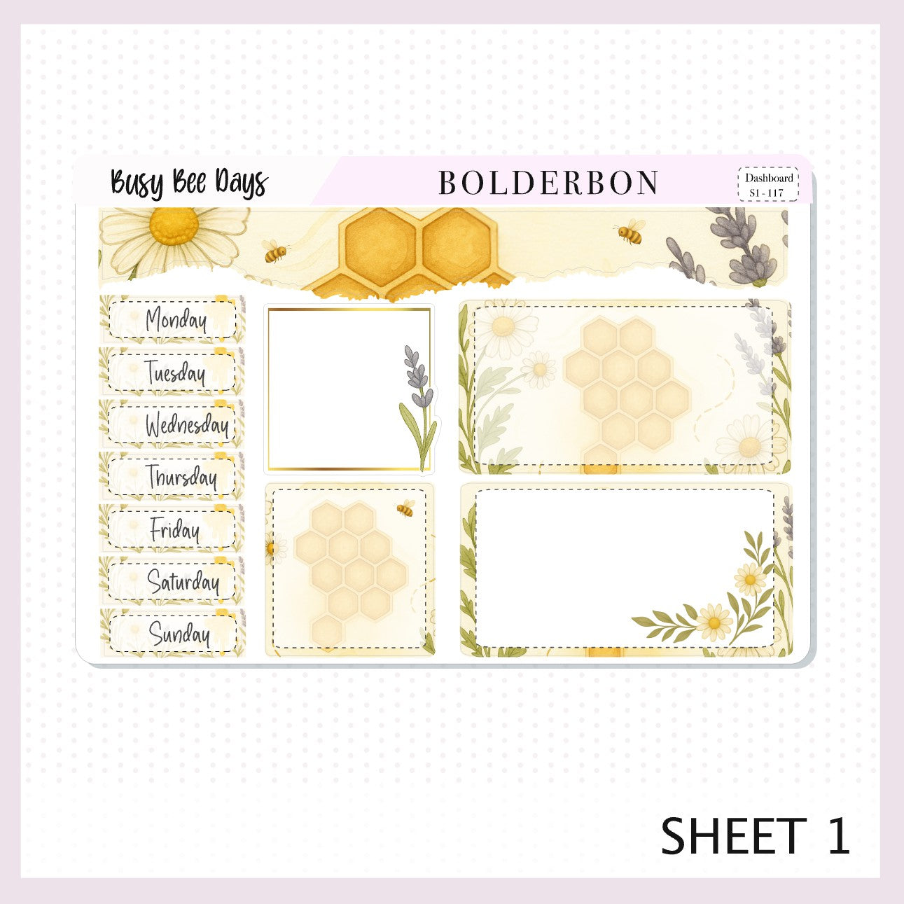 BUSY BEE DAYS Erin Condren Dashboard Sticker kit || Bees, Florals & Cozy Farmhouse Vibe Planner Stickers