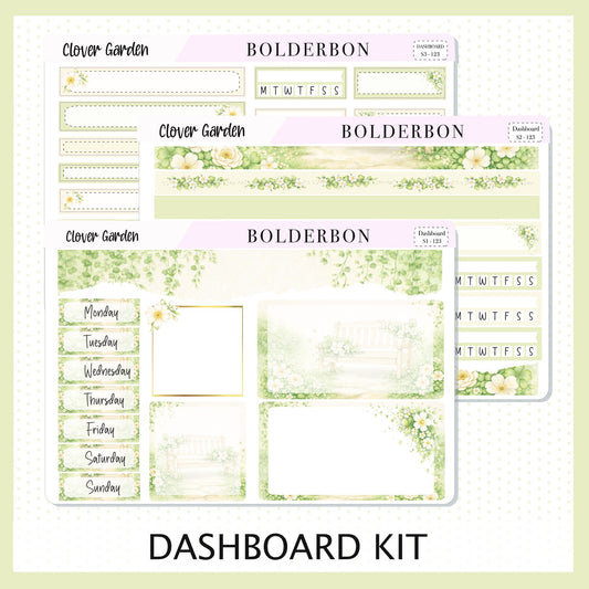 CLOVER GARDEN Erin Condren Dashboard Sticker kit || Clover Planner Stickers, Book Lover, Cottagecore Spring Weekly Kit (Copy) (Copy)