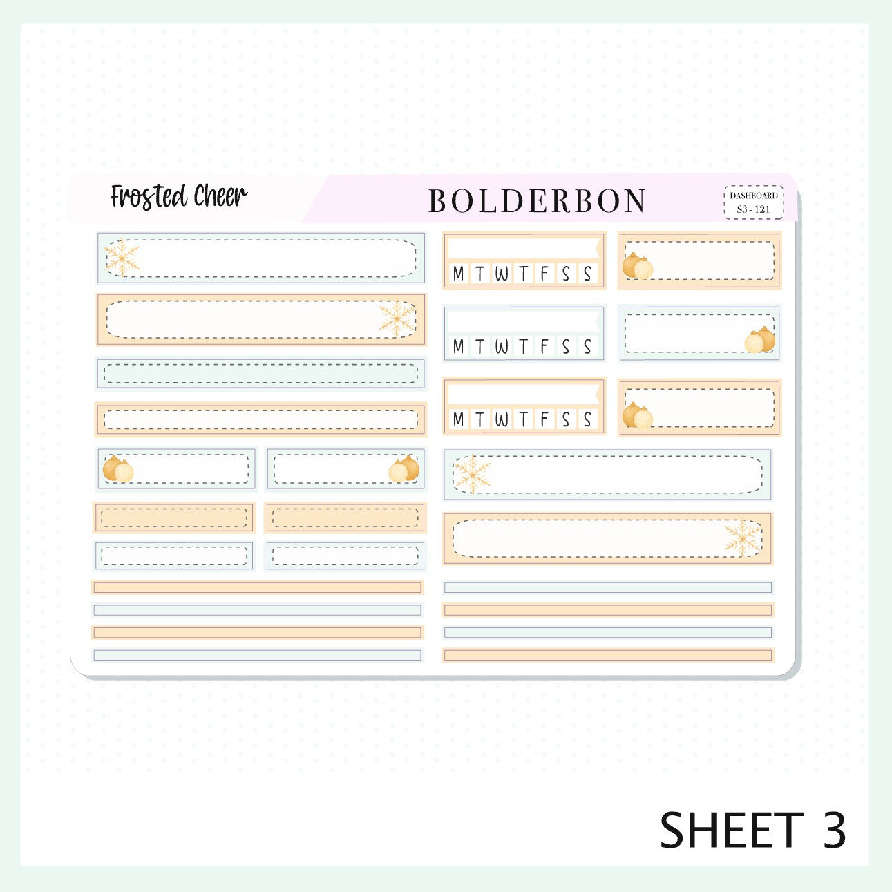 FROSTED CHEER Erin Condren Dashboard Sticker kit || Festive Christmas Planner Stickers, Holiday Pastel Vibe