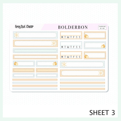 FROSTED CHEER Erin Condren Dashboard Sticker kit || Festive Christmas Planner Stickers, Holiday Pastel Vibe