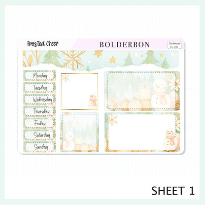 FROSTED CHEER Erin Condren Dashboard Sticker kit || Festive Christmas Planner Stickers, Holiday Pastel Vibe