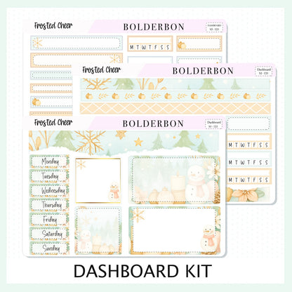 FROSTED CHEER Erin Condren Dashboard Sticker kit || Festive Christmas Planner Stickers, Holiday Pastel Vibe