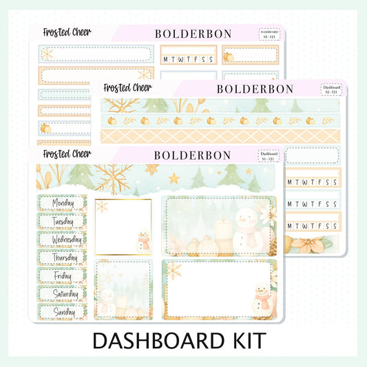 FROSTED CHEER Erin Condren Dashboard Sticker kit || Festive Christmas Planner Stickers, Holiday Pastel Vibe