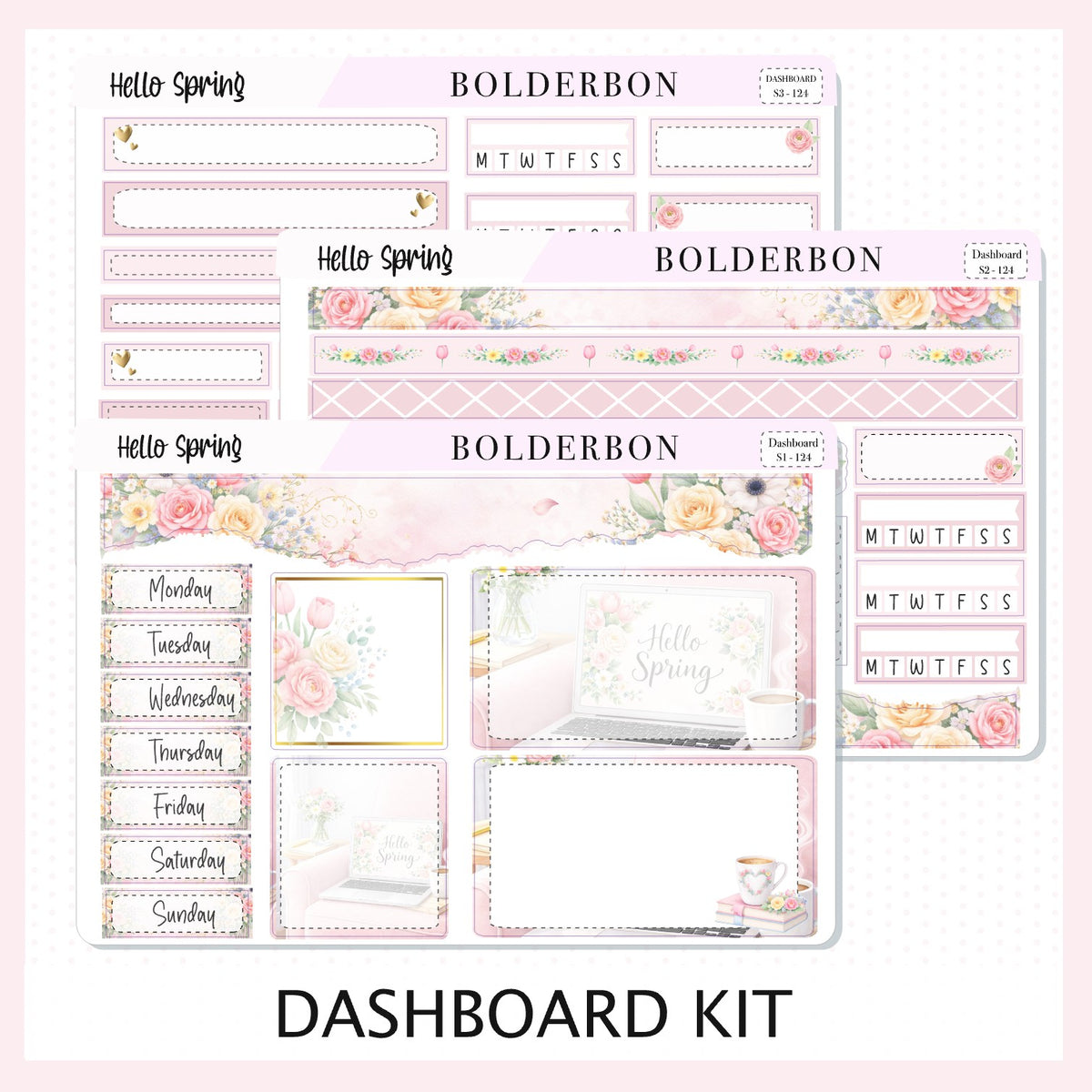 HELLO SPRING Erin Condren Dashboard Sticker kit || Elegant Planner Sti ...