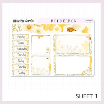 LITTLE BEE GARDEN Erin Condren Dashboard Sticker kit || Bees, Florals & Cozy Farmhouse Vibe Planner Stickers