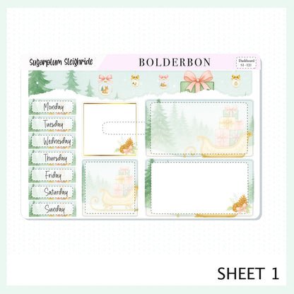 SUGARPLUM SLEIGHRIDE Erin Condren Dashboard Sticker kit || Festive Christmas Planner Stickers, Holiday Pastel Vibe