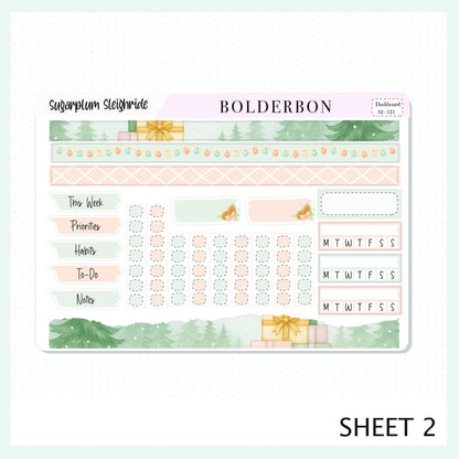 SUGARPLUM SLEIGHRIDE Erin Condren Dashboard Sticker kit || Festive Christmas Planner Stickers, Holiday Pastel Vibe