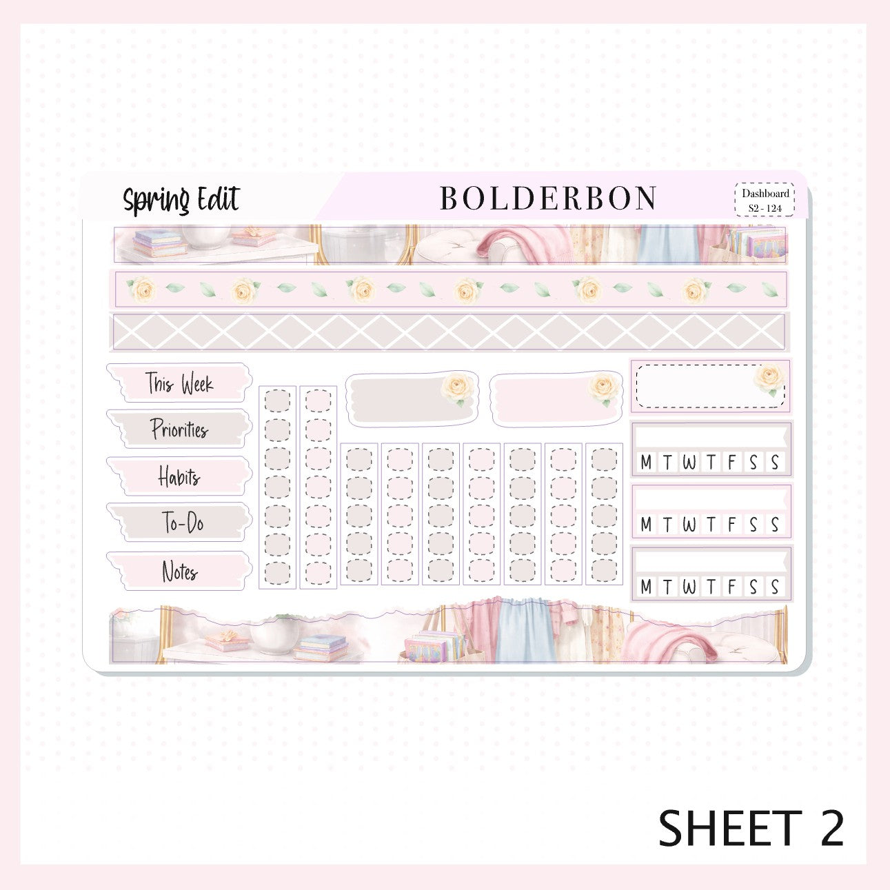 SPRING EDIT Erin Condren Dashboard Sticker kit || Elegant Planner Stickers, Pastel Spring Edit Weekly Kit