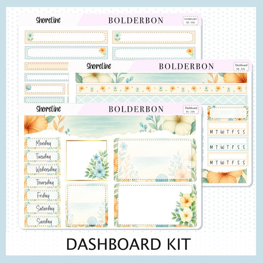 SHORELINE Erin Condren Dashboard Sticker kit || Coastal Beach and Nautical Vibe Planner Stickers