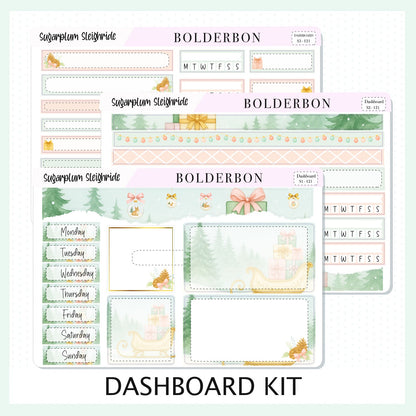 SUGARPLUM SLEIGHRIDE Erin Condren Dashboard Sticker kit || Festive Christmas Planner Stickers, Holiday Pastel Vibe