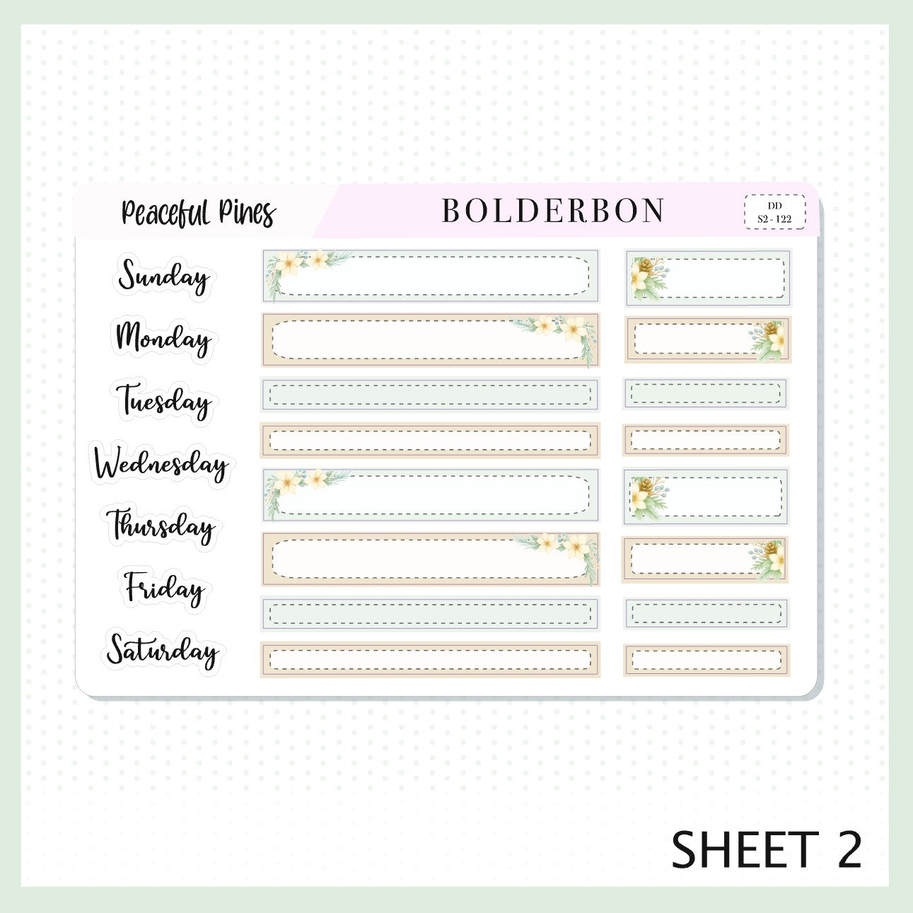 PEACEFUL PINES 7x9 Daily Duo || Planner Sticker Kit for Erin Condren