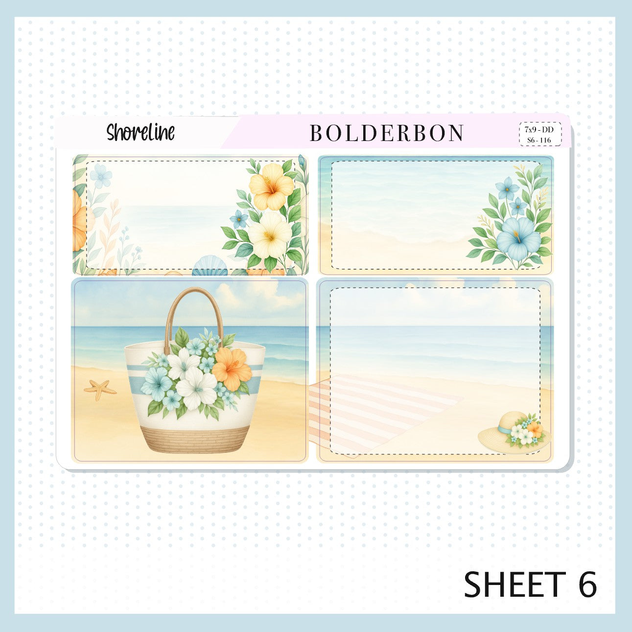 SHORELINE 7x9 Daily Duo || Planner Sticker Kit for Erin Condren