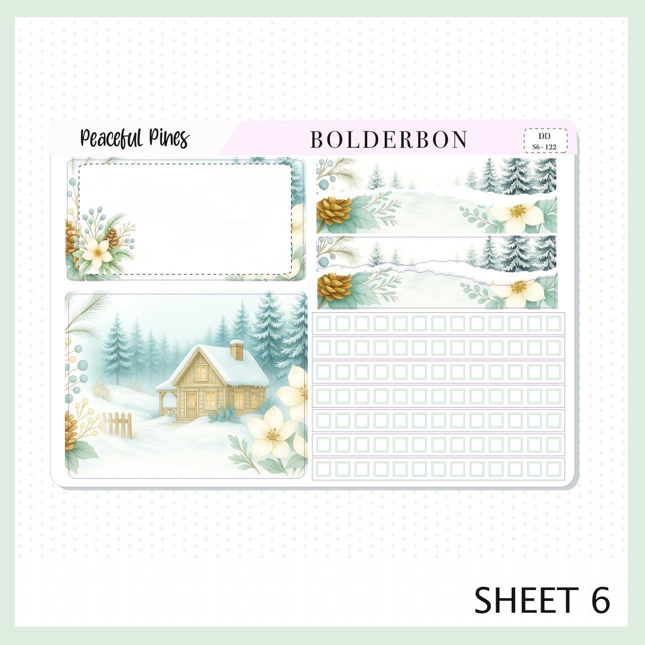 PEACEFUL PINES 7x9 Daily Duo || Planner Sticker Kit for Erin Condren