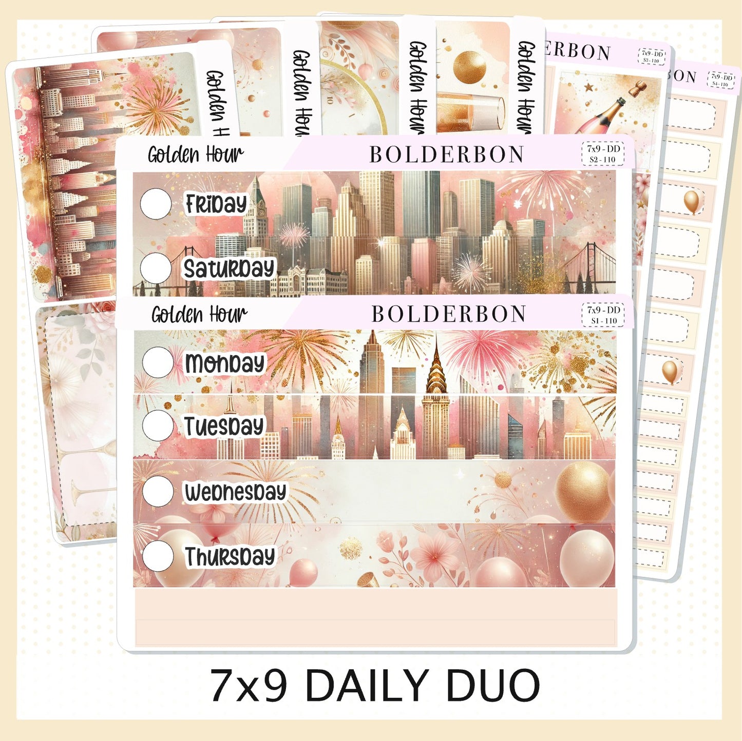 GOLDEN HOUR 7x9 Daily Duo || Planner Sticker Kit for Erin Condren