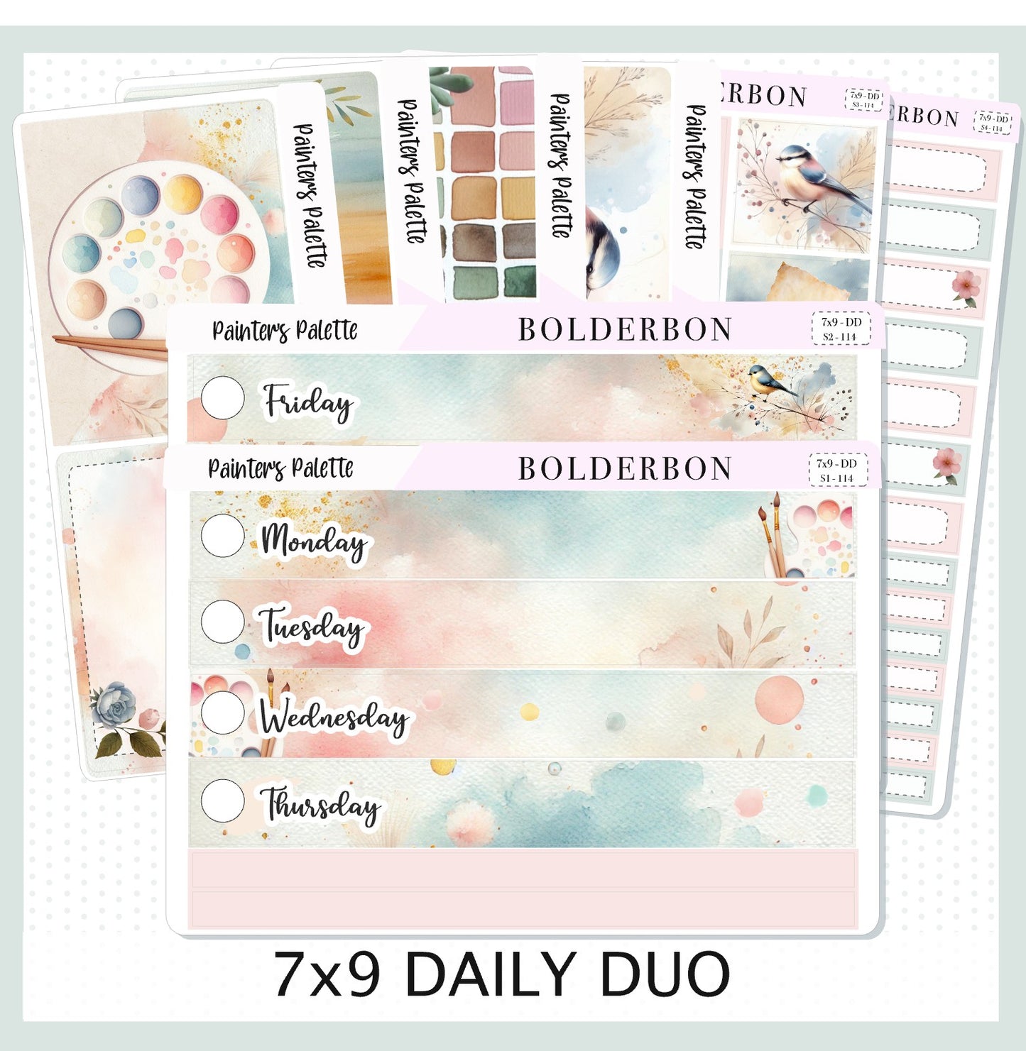 PAINTER'S PALETTE 7x9 Daily Duo || Planner Sticker Kit for Erin Condren
