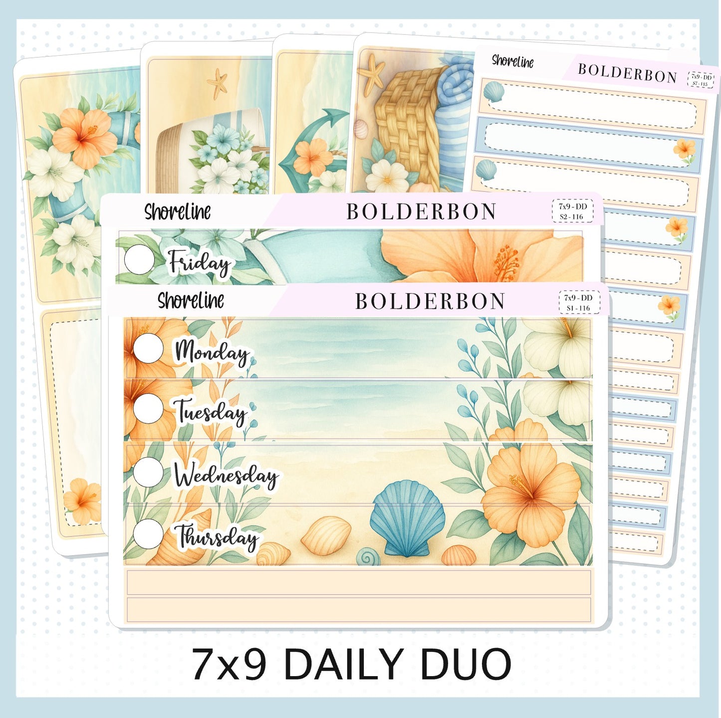 SHORELINE 7x9 Daily Duo || Planner Sticker Kit for Erin Condren