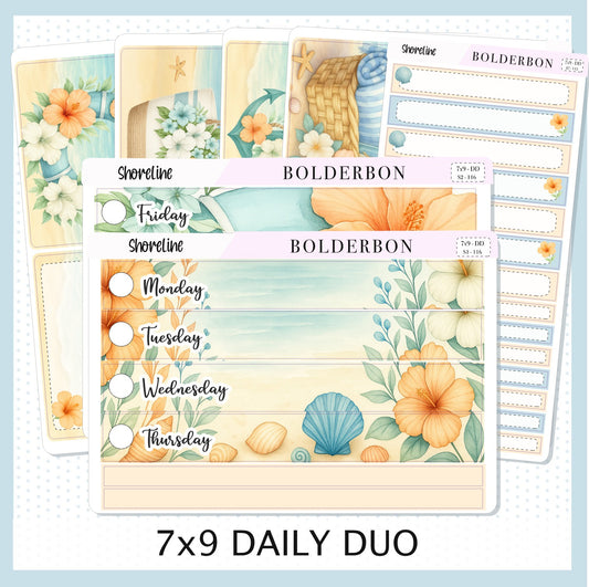 SHORELINE 7x9 Daily Duo || Planner Sticker Kit for Erin Condren