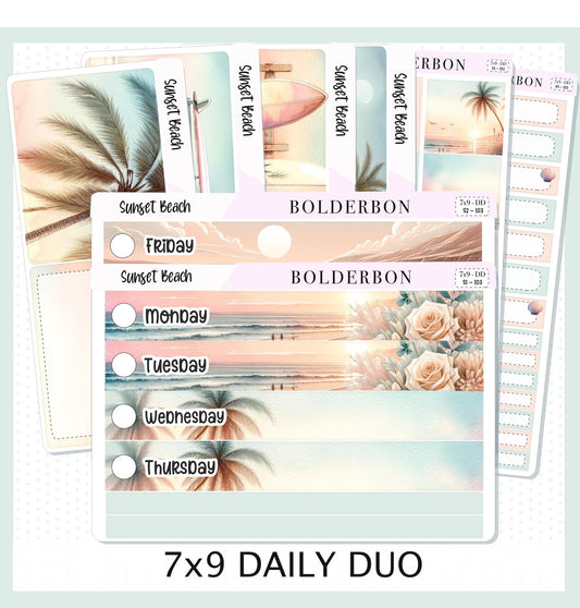 SUNSET BEACH 7x9 Daily Duo || Planner Sticker Kit for Erin Condren
