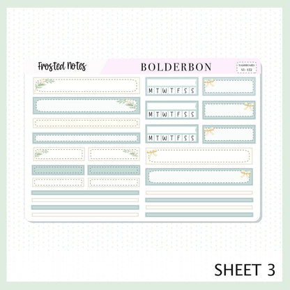 FROSTED NOTES Erin Condren Dashboard Sticker kit || Winter Floral Planner Stickers, Cozy Sage & Gold Vibe