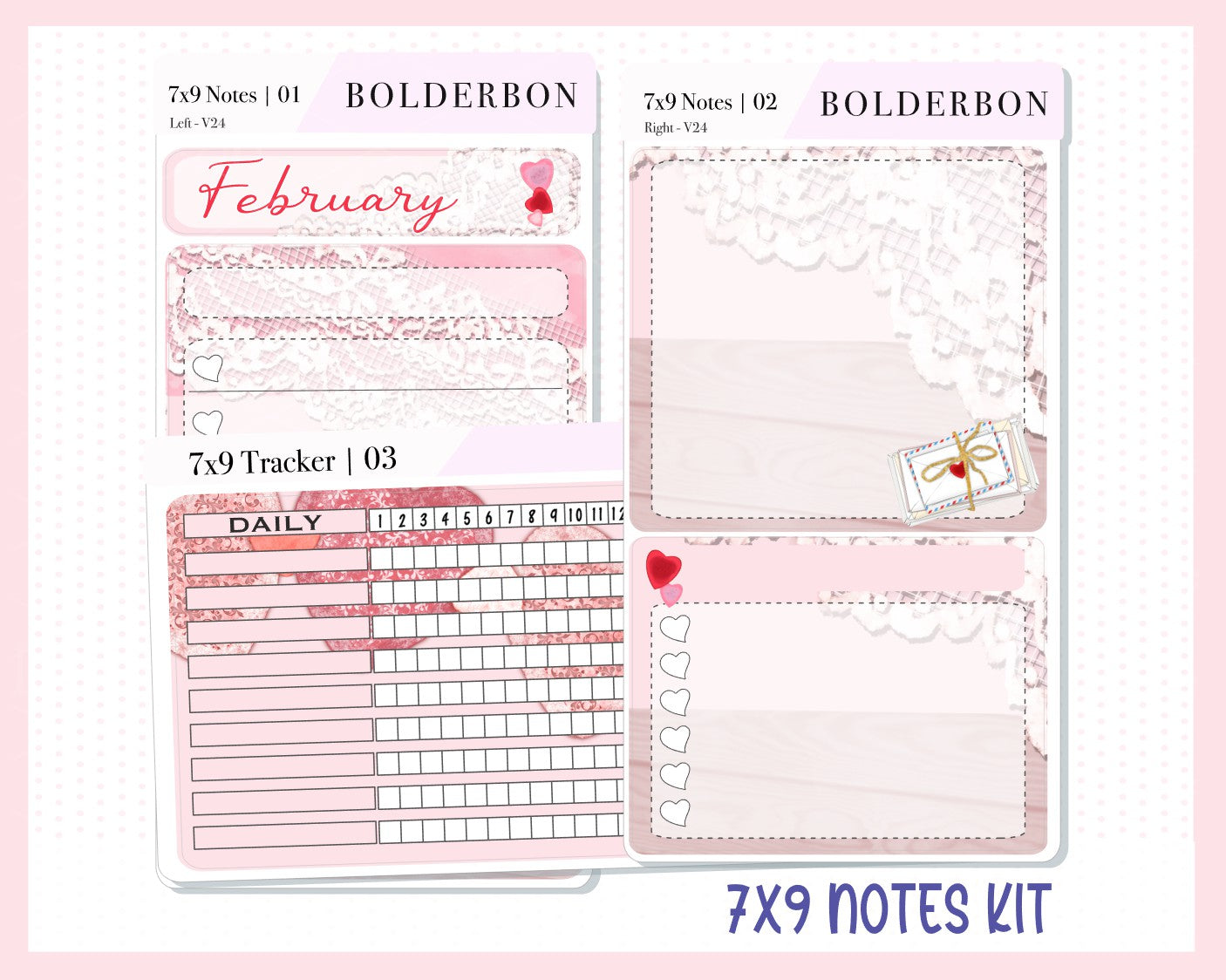 FEBRUARY 7x9 Notes Kit || Planner Sticker Kit for Erin Condren Dashboard