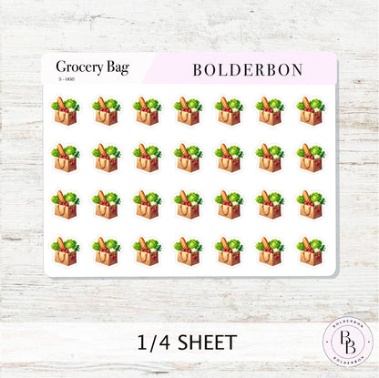 GROCERY BAG Icon Stickers || Shopping, Meal Prep, Menu Planning, Food Planner