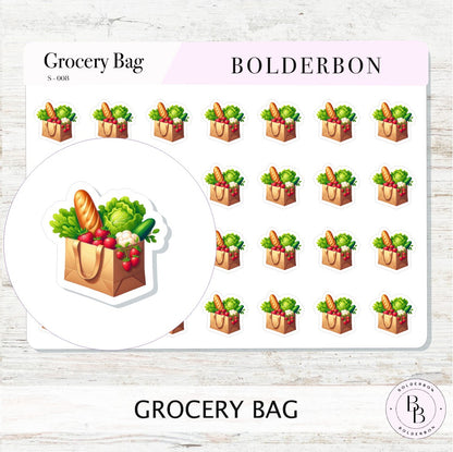 GROCERY BAG Icon Stickers || Shopping, Meal Prep, Menu Planning, Food Planner
