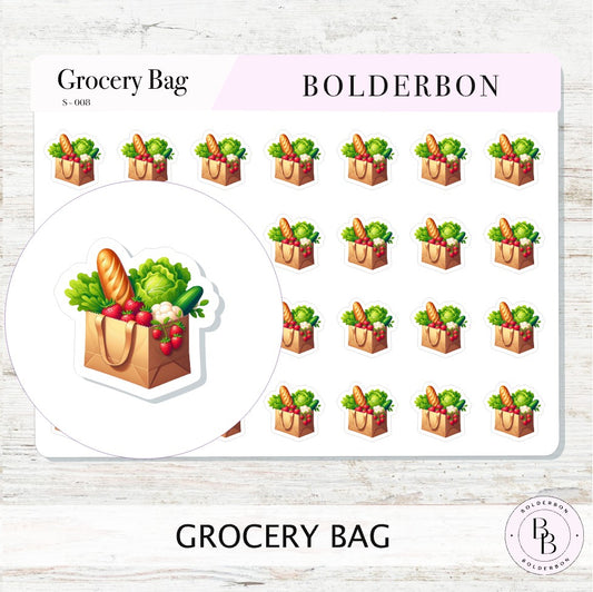 GROCERY BAG Icon Stickers || Shopping, Meal Prep, Menu Planning, Food Planner