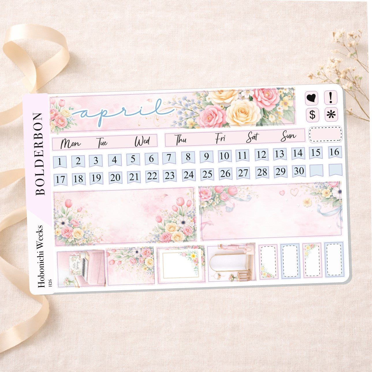 APRIL Hobonichi Weeks || Hello Spring, Monthly Planner Sticker Kit