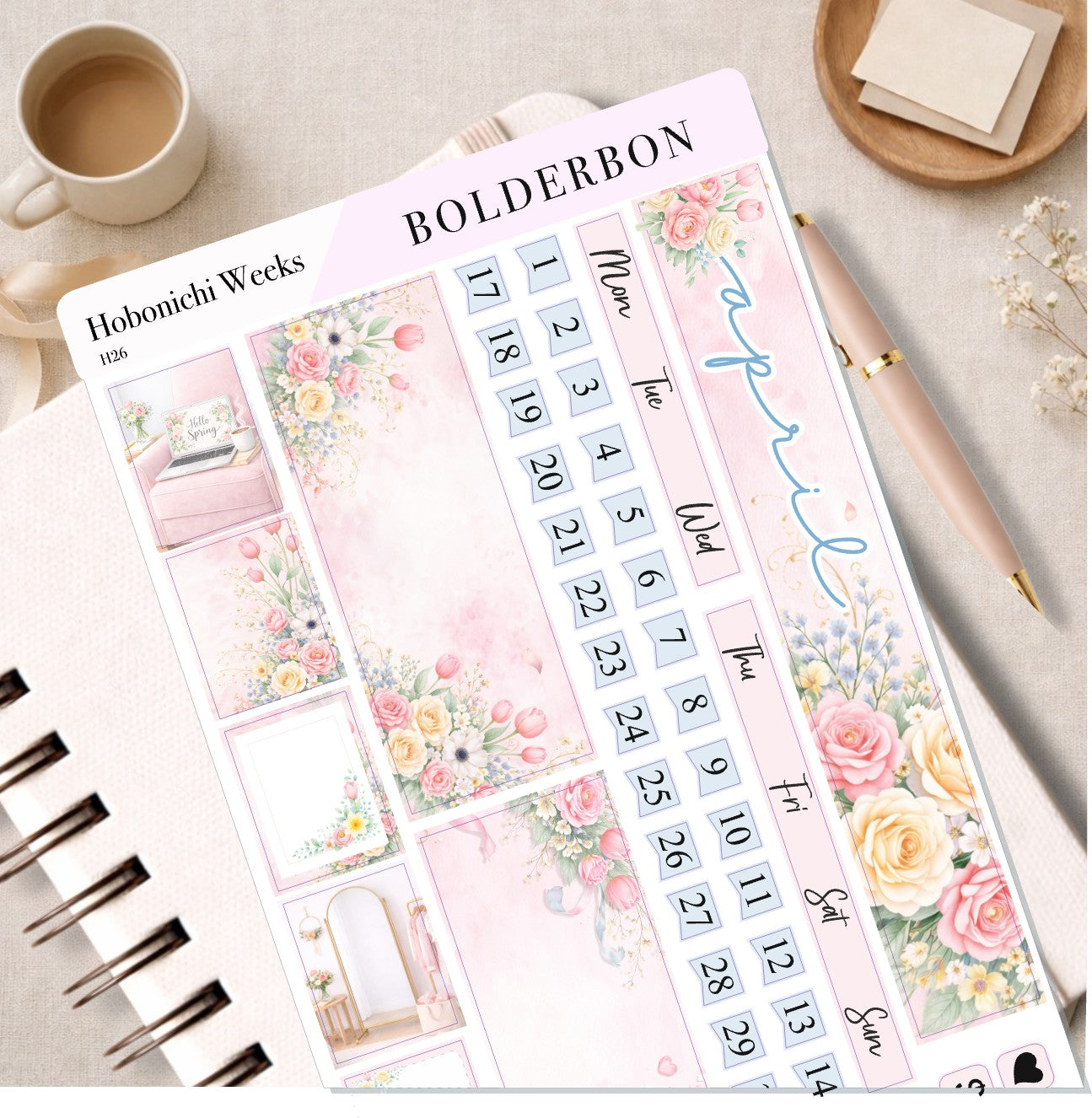 APRIL Hobonichi Weeks || Hello Spring, Monthly Planner Sticker Kit
