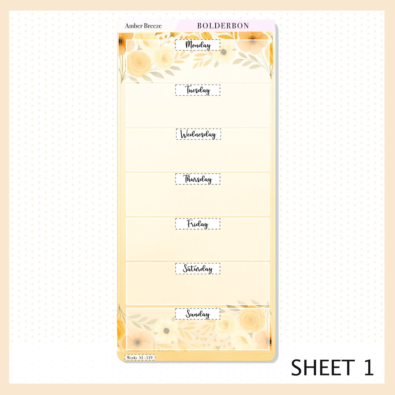 AMBER BREEZE Hobonichi Weeks || Cozy Fall Floral Planner Stickers, Autumn Aesthetic Vibe