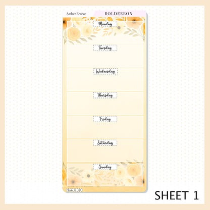 AMBER BREEZE Hobonichi Weeks || Cozy Fall Floral Planner Stickers, Autumn Aesthetic Vibe
