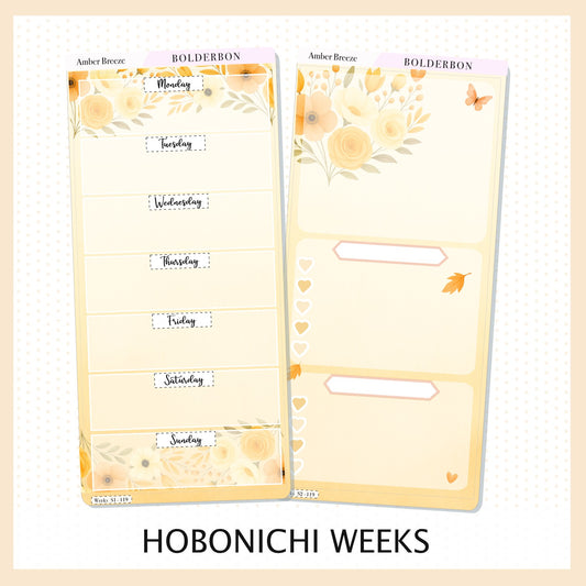 AMBER BREEZE Hobonichi Weeks || Cozy Fall Floral Planner Stickers, Autumn Aesthetic Vibe