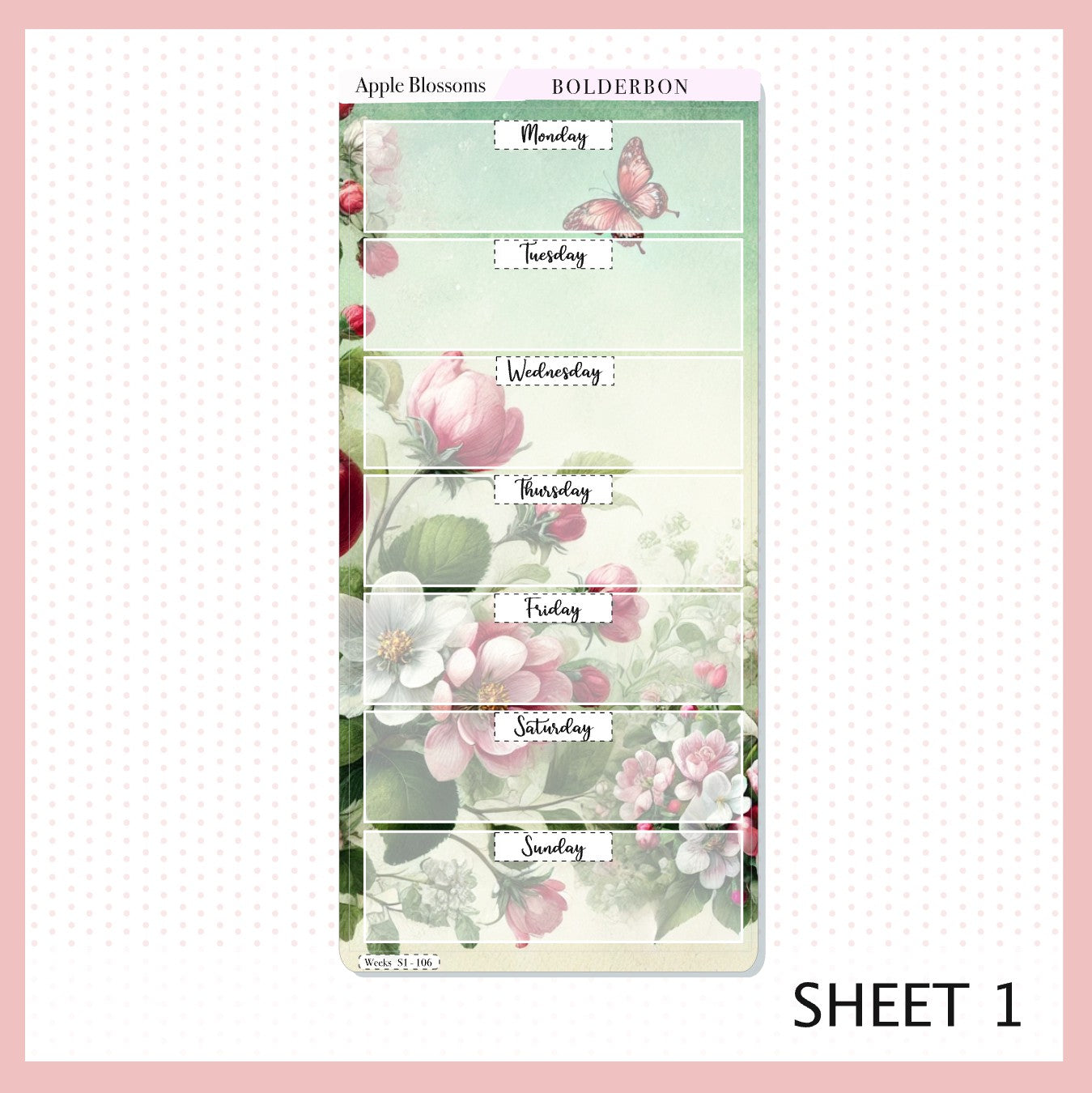 APPLE BLOSSOMS Hobonichi Weeks || Planner Sticker Kit