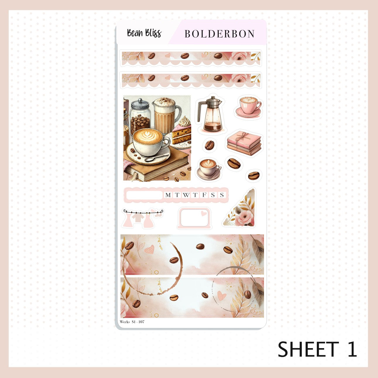 BEAN BLISS Hobonichi Weeks || Planner Sticker Kit
