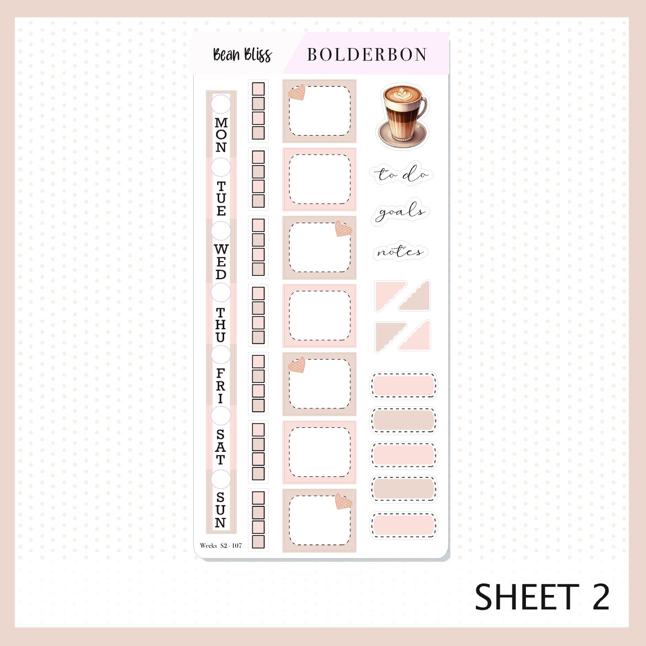 BEAN BLISS Hobonichi Weeks || Planner Sticker Kit