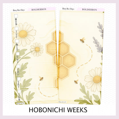 BUSY BEE DAYS Hobonichi Weeks || Bees, Florals & Cozy Farmhouse Vibe, Weekly Planner Sticker Kit
