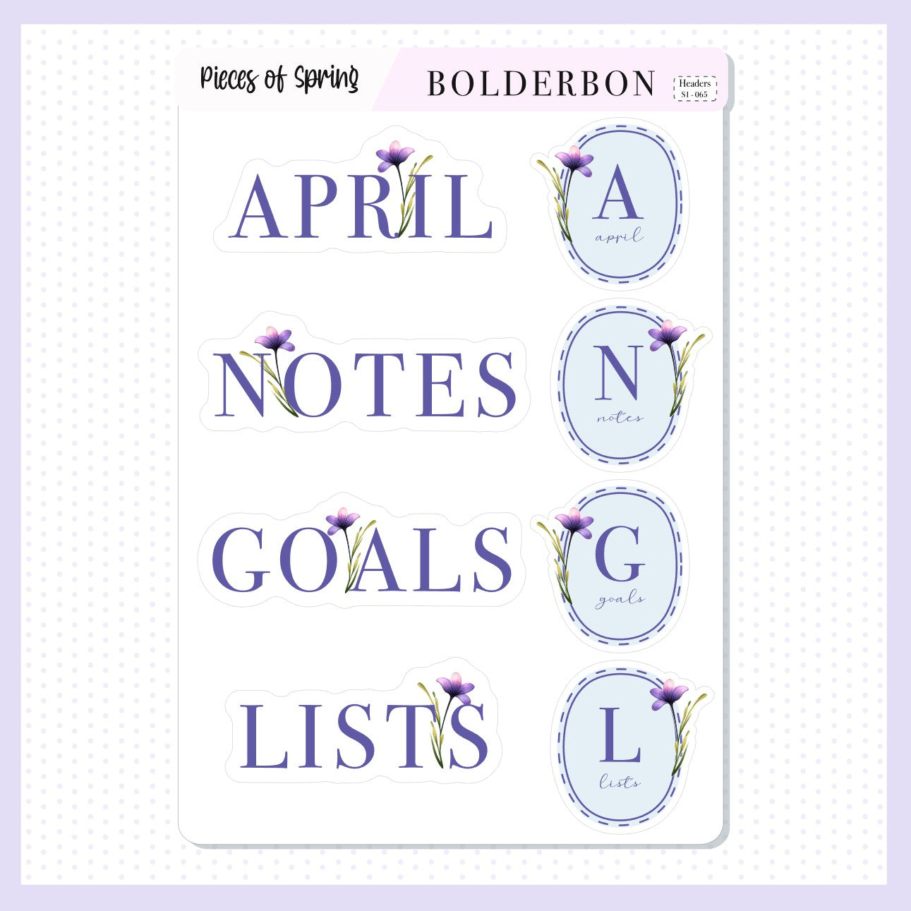 Header Journal Stickers "Pieces of Spring" || Journaling Stickers