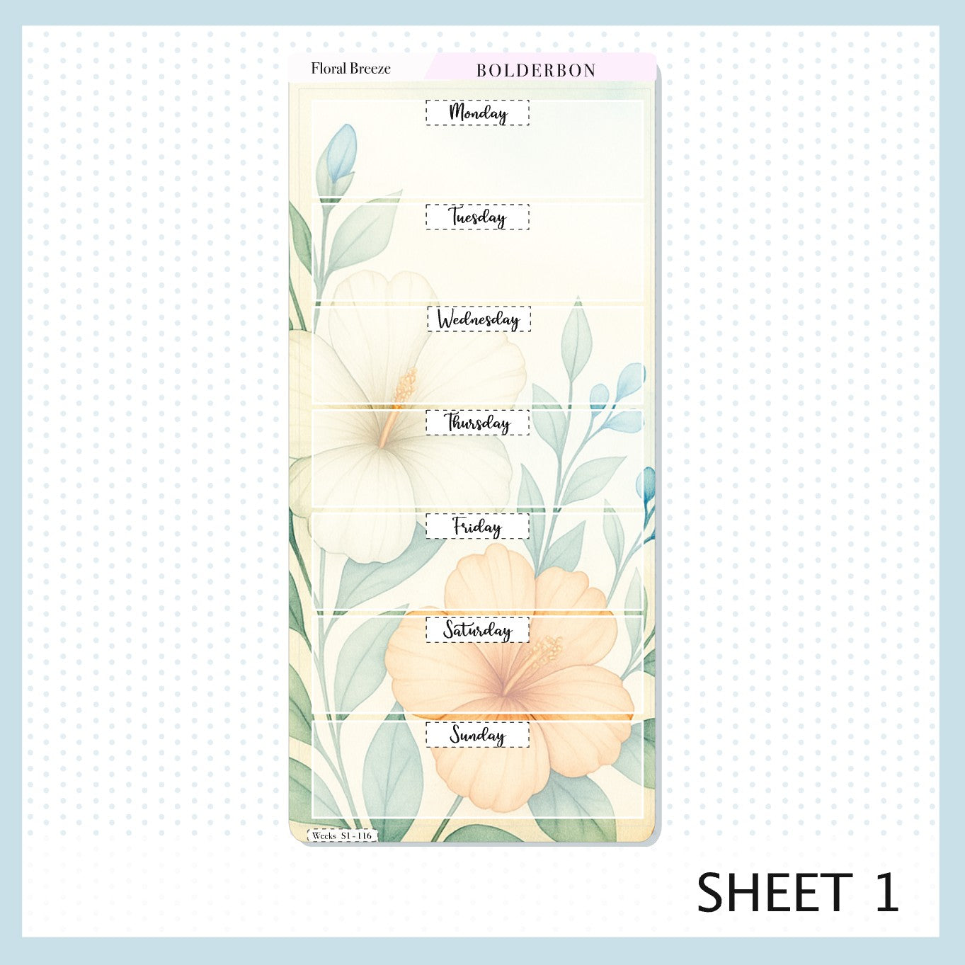 FLORAL BREEZE Hobonichi Weeks || Aesthetic Coastal Beach and Nautical Vibe Weekly Planner Sticker Kit