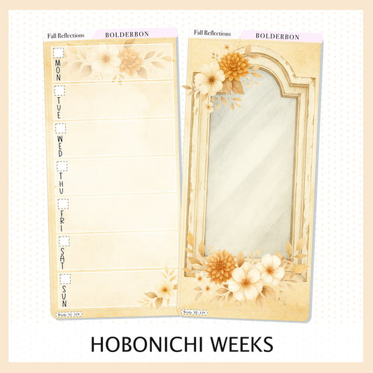 FALL REFLECTIONS Hobonichi Weeks || Cozy Fall Floral Planner Stickers, Autumn Aesthetic Vibe
