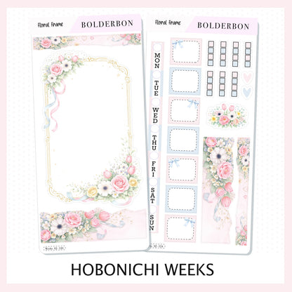FLORAL FRAME || Pastel Spring Hobonichi Weeks Sticker Kit
